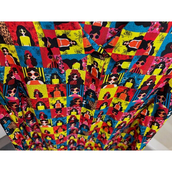 Alice + Olivia Willa Stace Face Squad of the World Shirt Blouse Silk Rainbow S - Picture 6 of 16